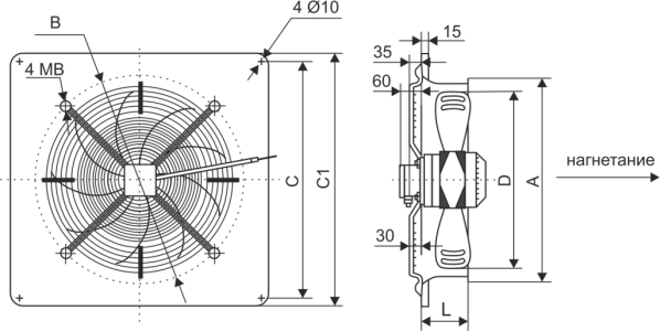 Осевой вентилятор низкого давления Ровен YWF-2Е-300 with plate (ZF)
